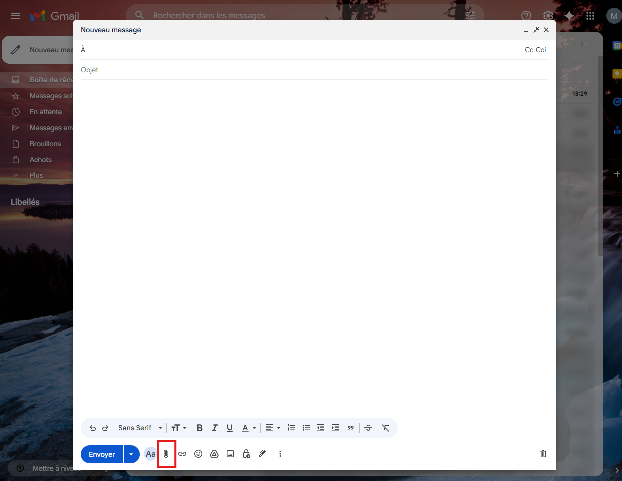 Joindre un fichier dans Gmail