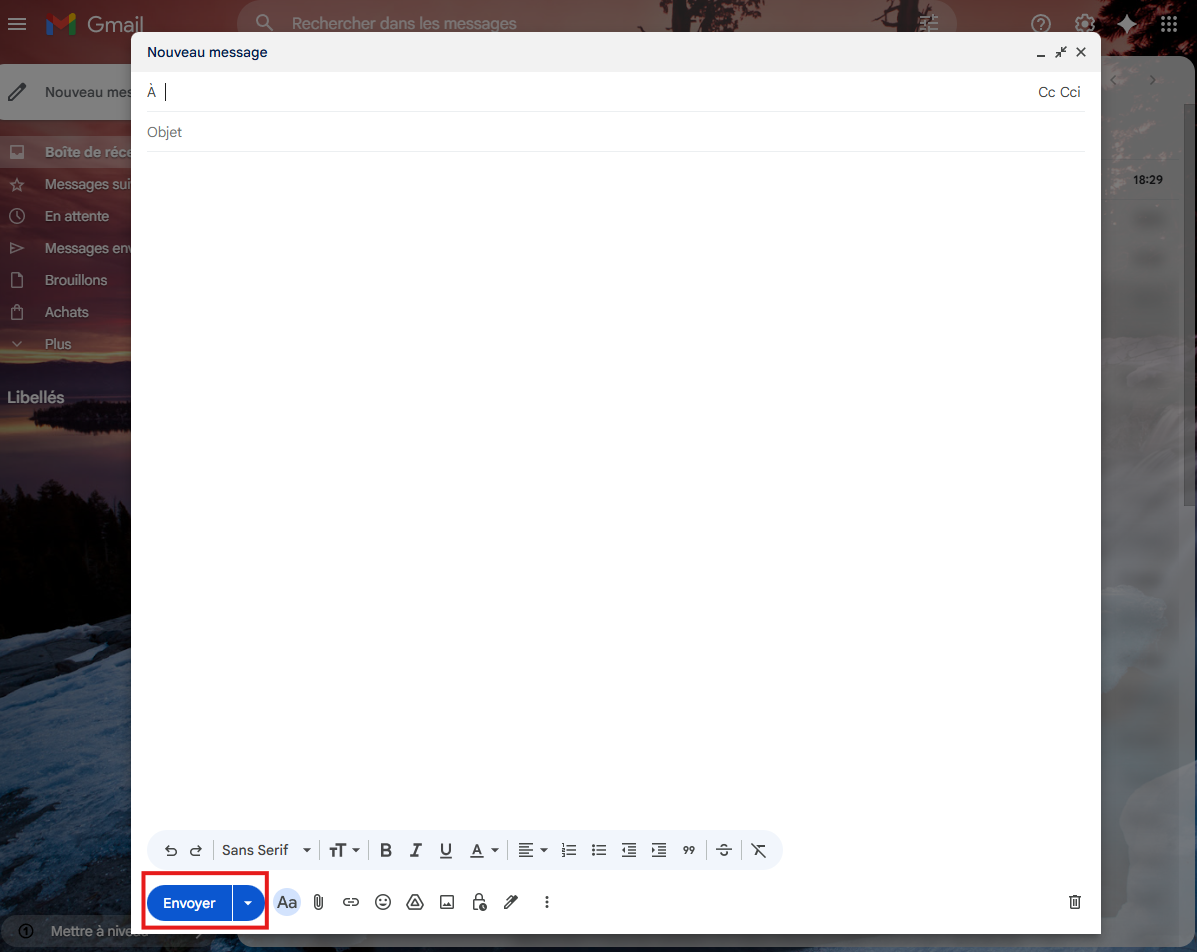 Bouton Envoyer dans Gmail
