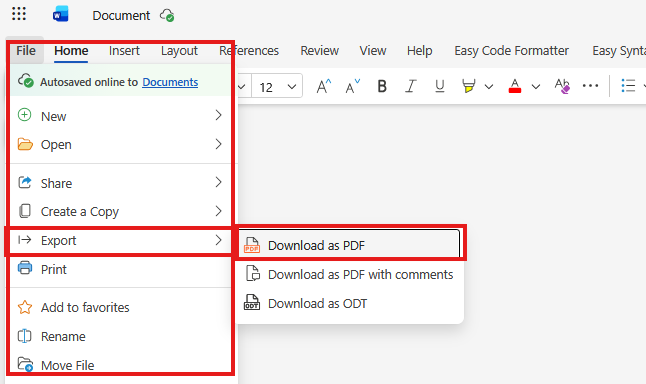 Enregistrer sous PDF dans Word